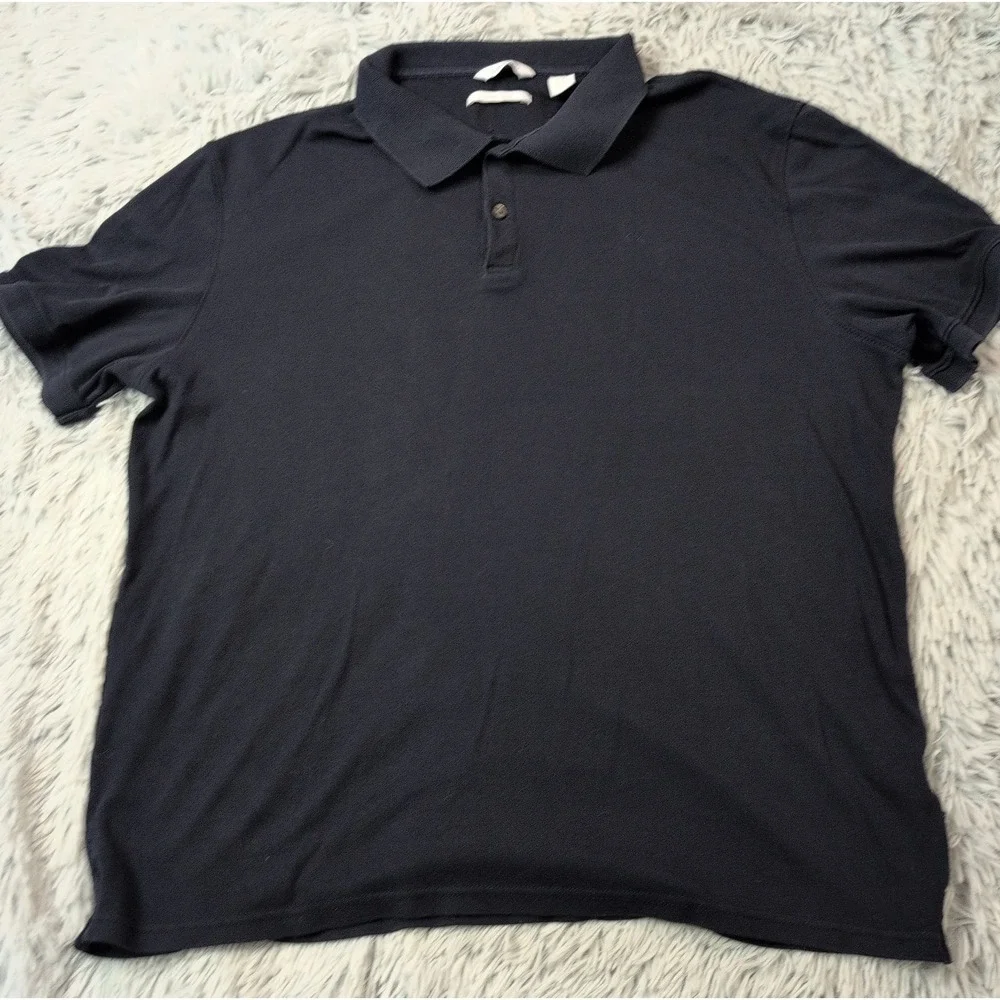 Calvin Klein Shirt Mens L Blue Polo Golf Logo CK Athletic Preppy Casual Comfort